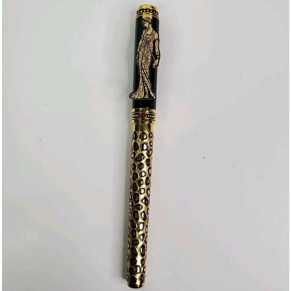 Franklin Mint House Of Erte Cabochon Leopard Fountain Pen - Picture 3 of 10